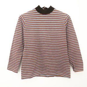 Stunning Vintage Fine Striped Mock Neck Sweater